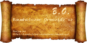 Baumholczer Oresztész névjegykártya